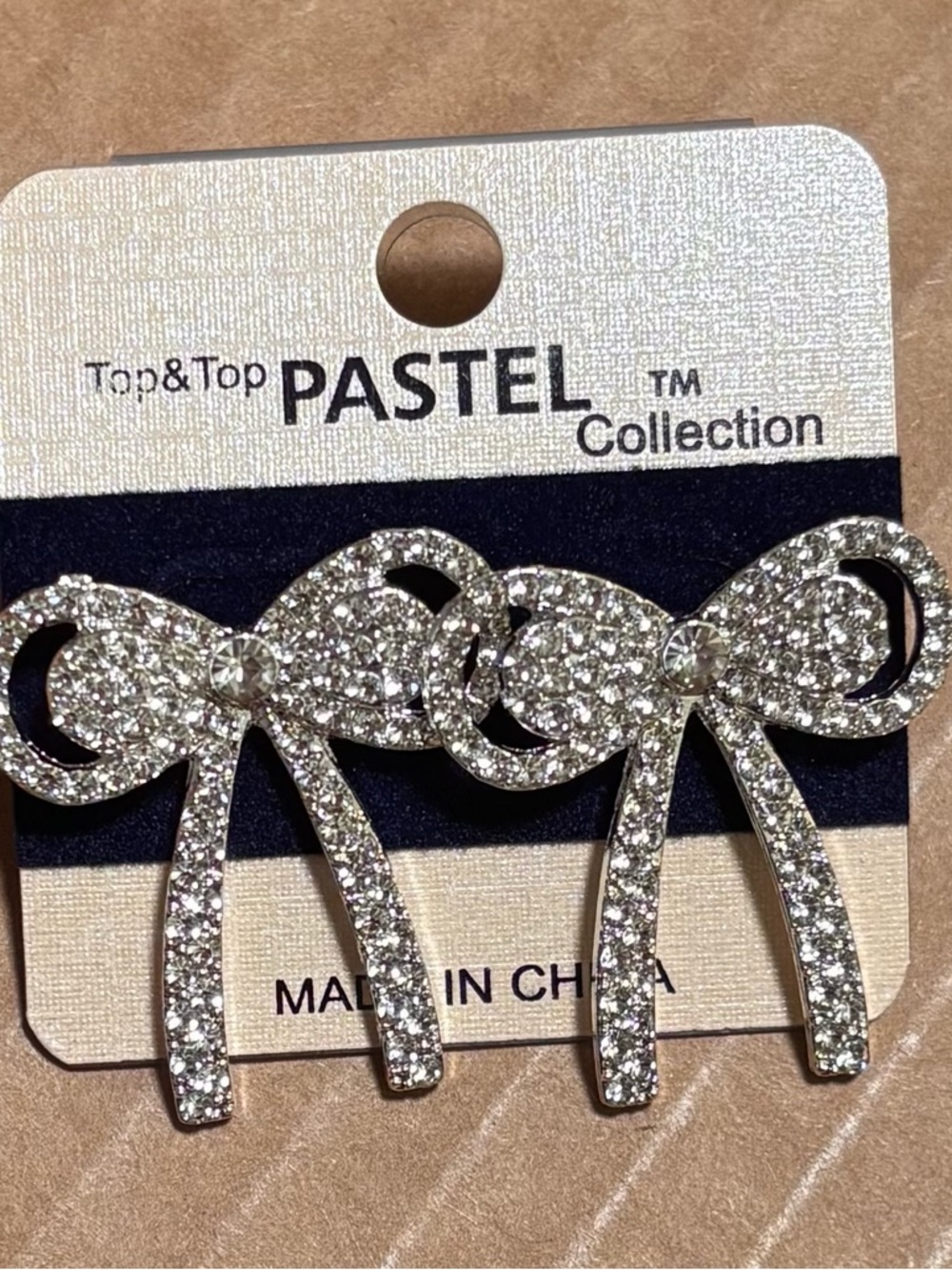 Pastel Collection Silver Crystal Bow Earrings